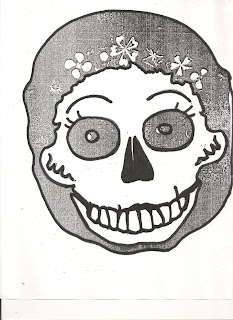 Dibujo para colorear de calaveras de día de muertos