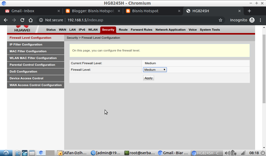 Setting Huawei HG8245H sebagai Access Point