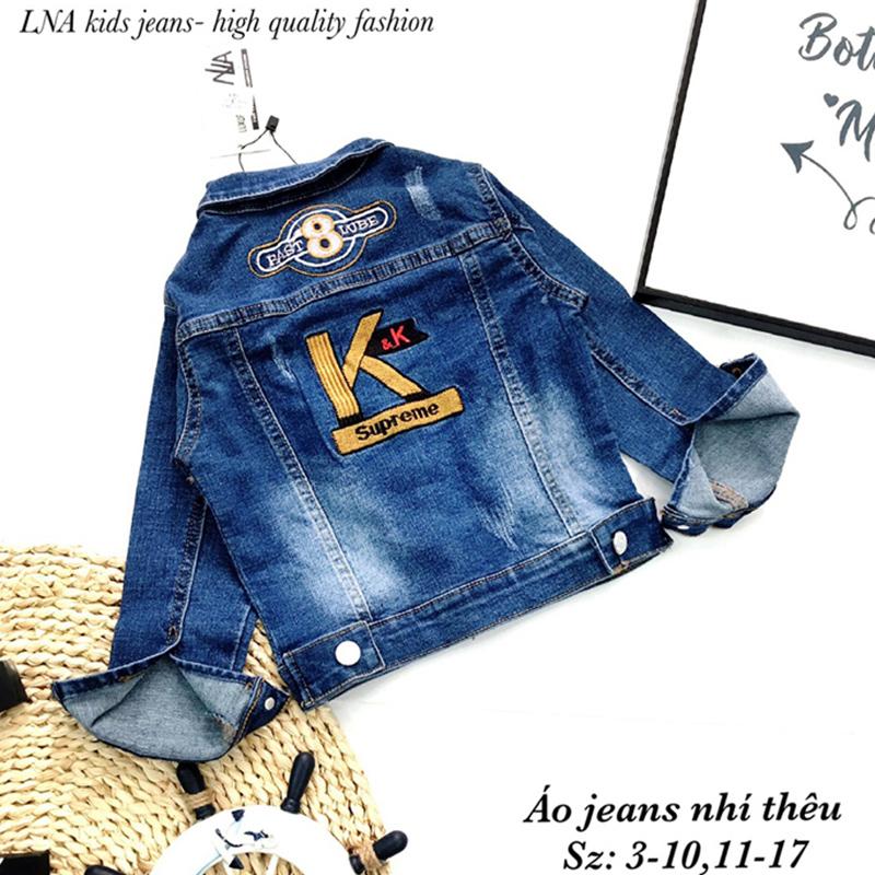 Áo Khoác Trẻ Em Denim In Chữ - LNA 159783 9 4 505