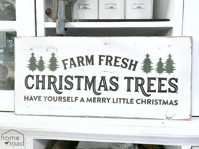 Rustic Christmas tree sign using reclaimed wood