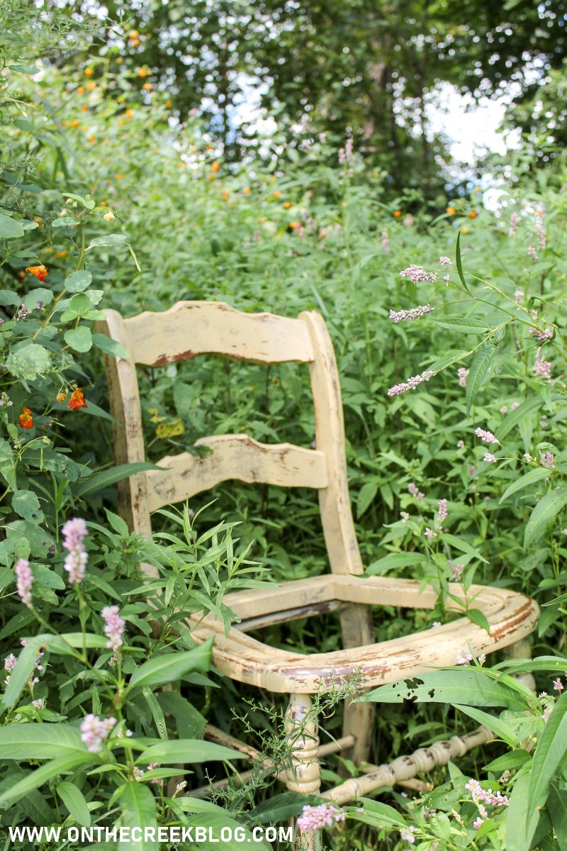 A bright & cheery chippy yellow chair! | On The Creek Blog