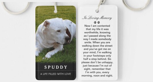 beautiful dog memorial photo keychain