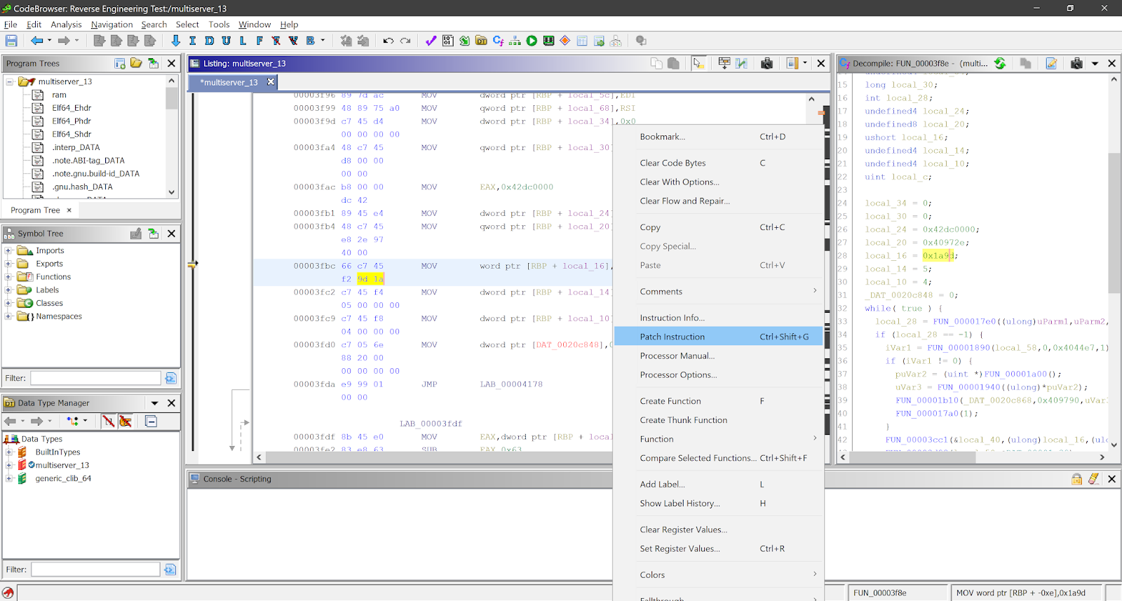 Editing an Executable Binary File with Ghidra