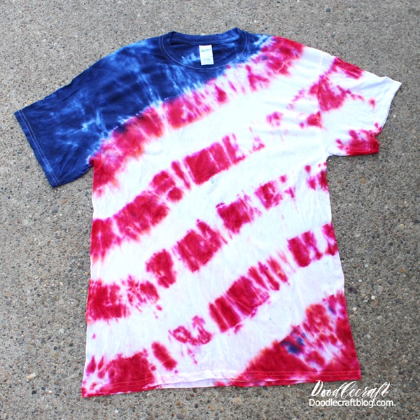 Americana Stars And Stripes Tie-Dye T-Shirt Tee Liquid Blue