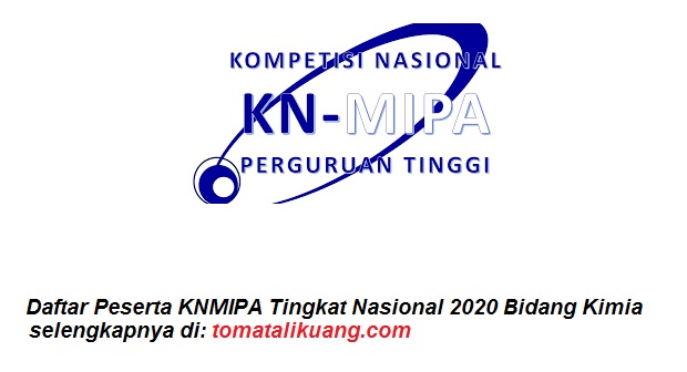 Daftar Peserta Knmipa Tingkat Nasional 2020 Bidang Kimia