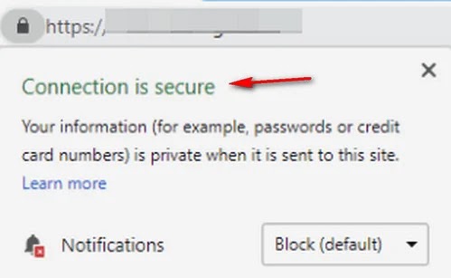 صورة موقع بستخدم تشفير أمن Secure