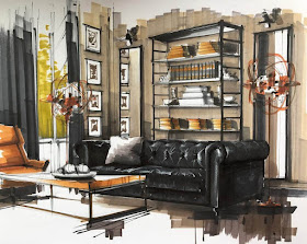 02-Living-Room-and-Coffee-Table-Sergei-Tihomirov-СЕРГЕЙ-ТИХОМИРОВ-Varied-Living-Room-Interior-Design-Sketches-www-designstack-co