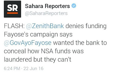 2 Zenith Bank denies funding Gov. Fayose's 2014 gubernatorial campaign