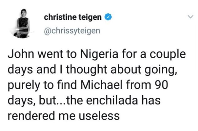 John Legend is in Nigeria – His 41-year-old wife Chrissy Teigen reveals