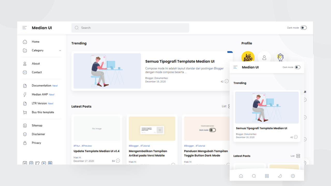 Median UI Premium Blogger Template V1.4 + AMP Version - BloggersStand