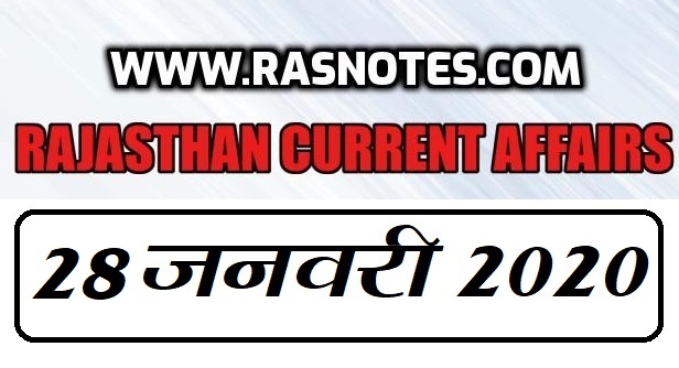 Rajasthan Current affairs in hindi pdf 28 January 2020 Current GK