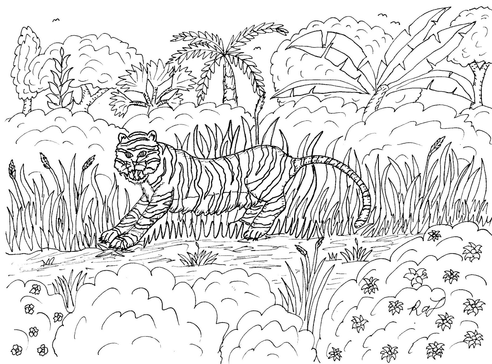 Robin's Great Coloring Pages: Tiger in the Jungle