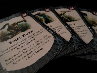 A selection of Warhammer Underworlds: Shadespire power cards for the bloodreaver warband.
