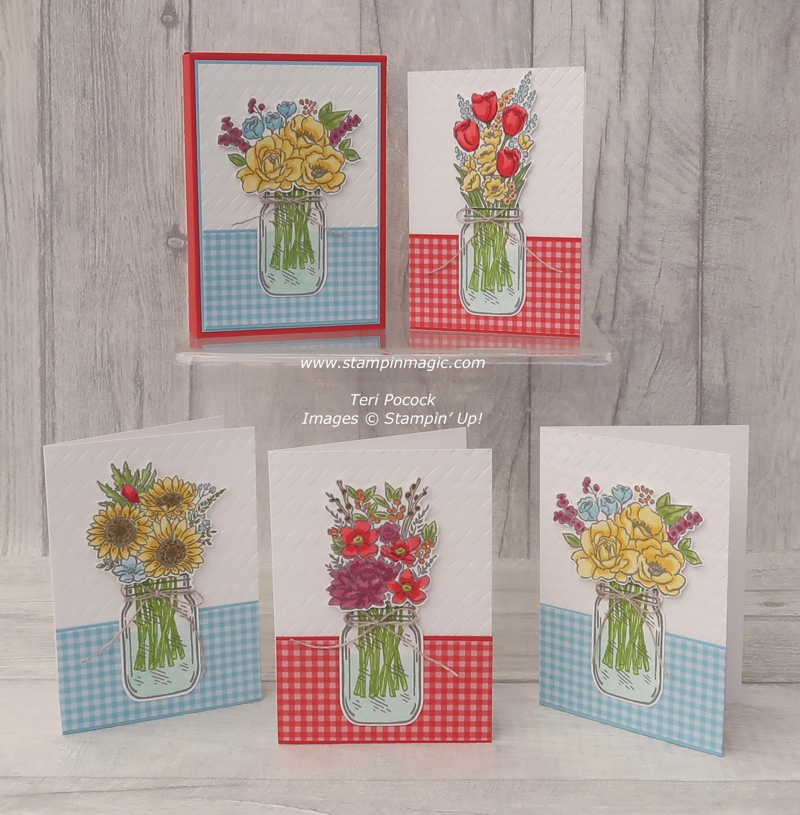 Stampin' Up! UK Demonstrator Teri Pocock Jar Of Flowers Card Box to hold 8 x Notecards