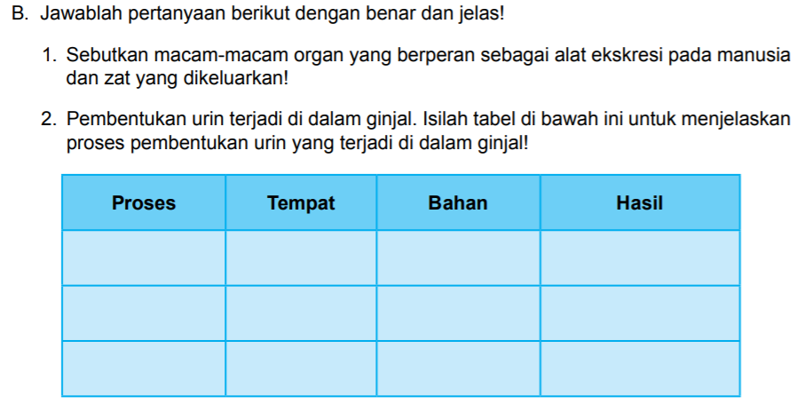 Sebutkan macam macam organ yang berperan sebagai alat ekskresi pada manusia dan zat yang dikeluarkan