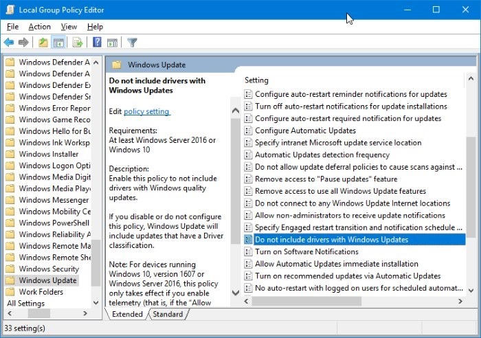 How To Stop Automatic Driver Updates in Windows 10 via Group Policy