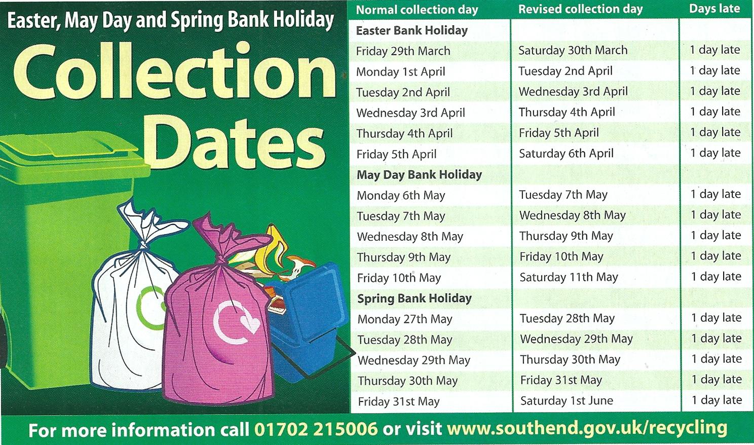Cllr Tony Cox - Working for West Shoebury : Bank Holiday Revised Refuse