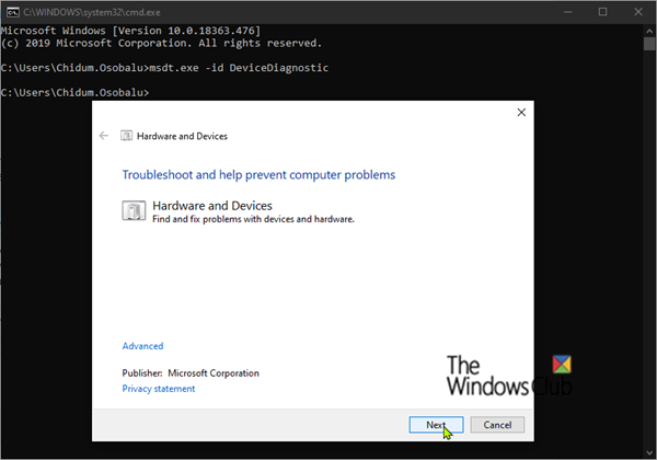 ハードウェアとデバイスのトラブルシューティング_Windows10