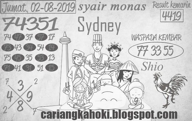 SYAIR MONAS SYAIR TOGEL SYDNEY 02082019 Cari Angka Hoki