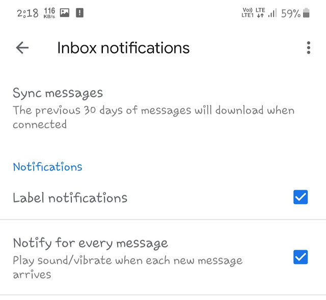 Enable notification for every new email message
