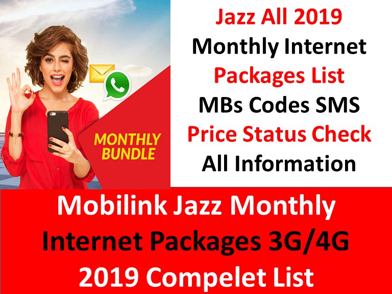 Mobilink Jazz Monthly Packages 3G/4G 2021 List Jazz Packages