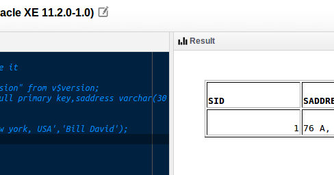Codelybrary: Oracle 11g Database: Online terminal to practice SQL
