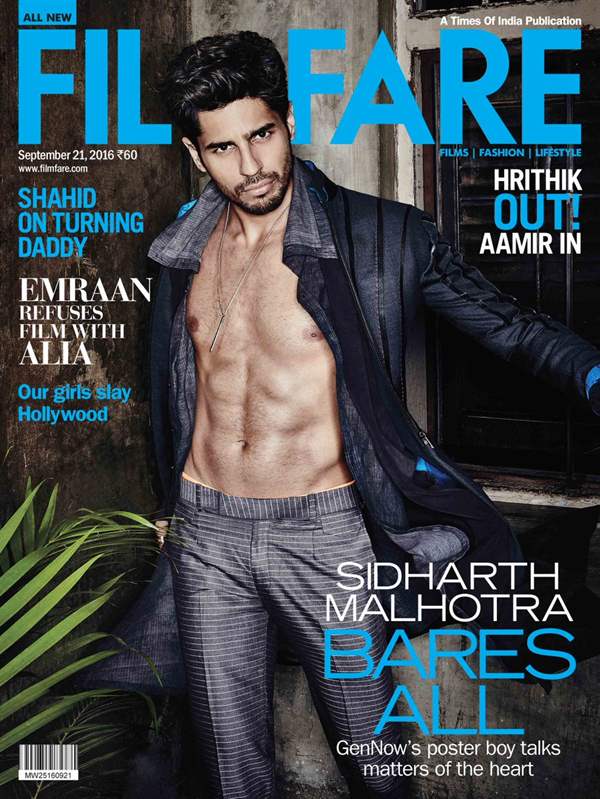 Sidharth Malhotra Flaunts His Abs On The Filmfare Cover
