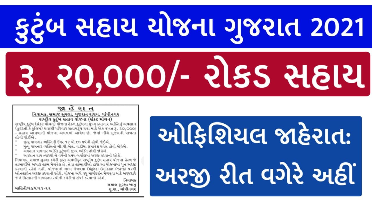 Kutumb Sahay Yojana Gujarat 2021 Sankatmochan (National Family Assistance) Scheme