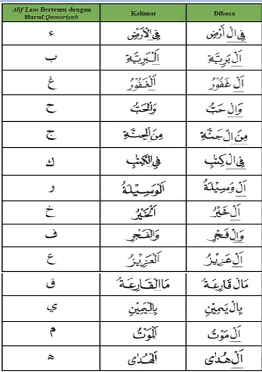 Dalam ilmu tajwid alif lam qamariah adalah alif lam yang dibaca