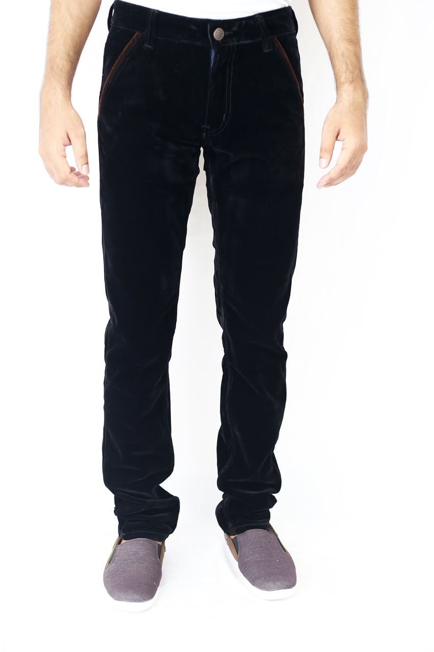 Causal black velvet pants for boys and men