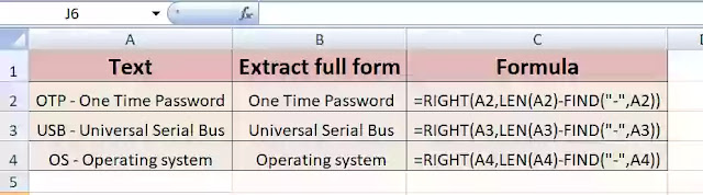 Right and Find function in excel hindi