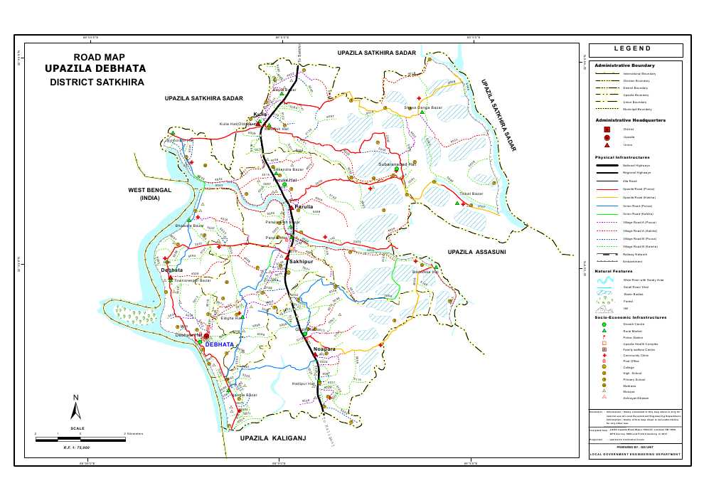 Debhata Upazila Road Map Satkhira District Bangladesh