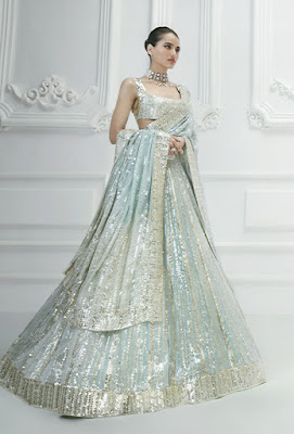 Manish Malhotra lehenga Baby blue sorbet sequins lehenga