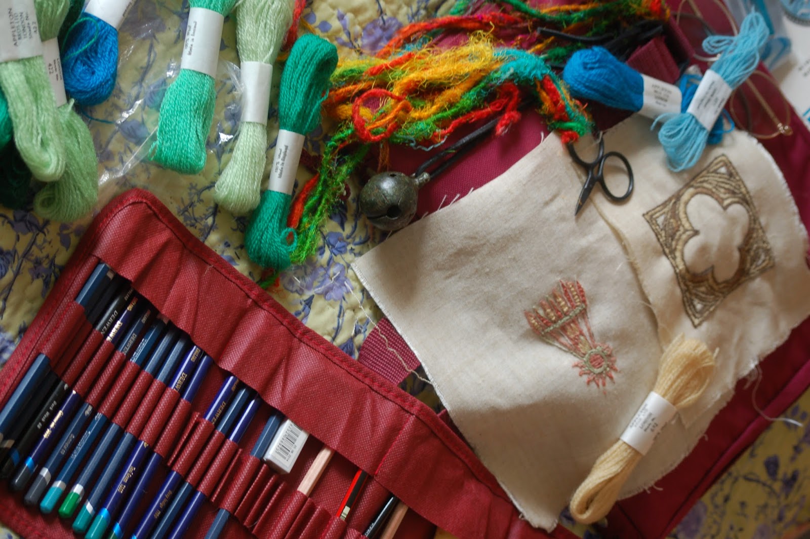 Cornish Needlework Basket Bayeux Tapestry Stitch prepare slightly