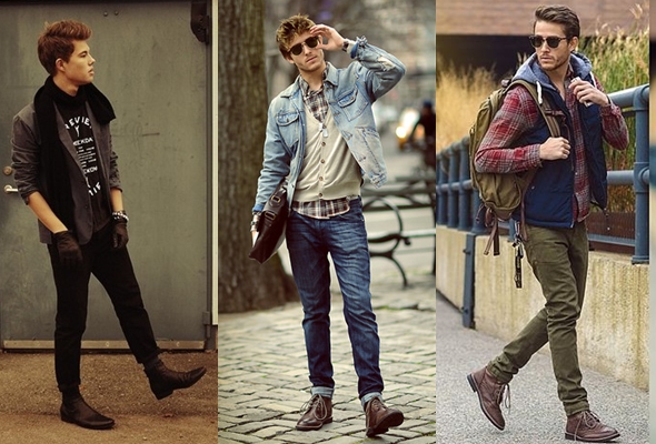 coturno com calça jeans masculino