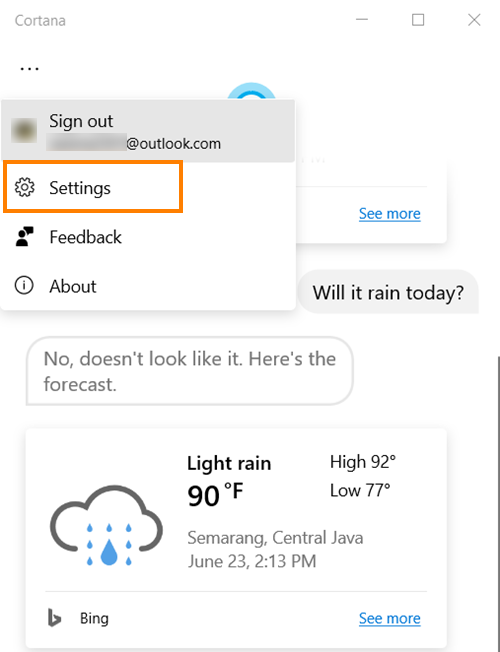 Habla o escribe en Cortana