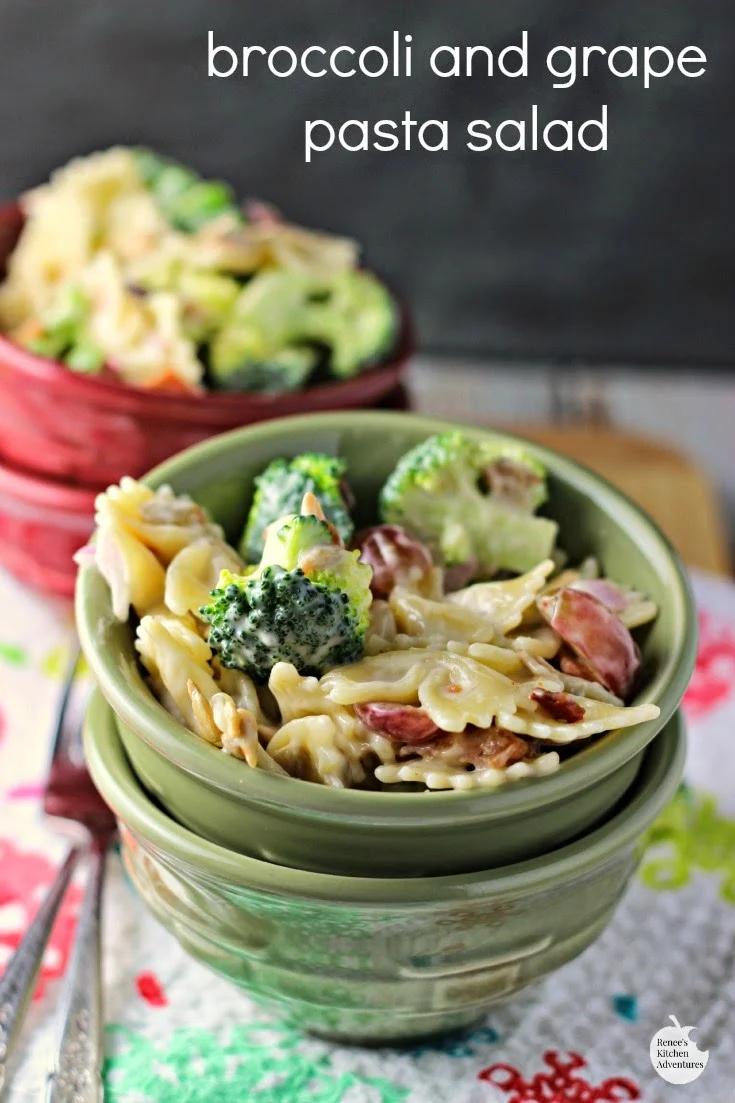 Broccoli and Grape Pasta Salad | by Renee's Kitchen Adventures - Easy recipe for a fresh broccoli and grape side dish perfect for your BBQ or summer party!