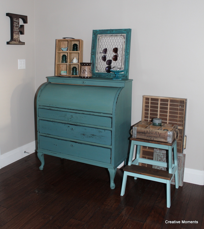 Milk Painted antique roll top desk