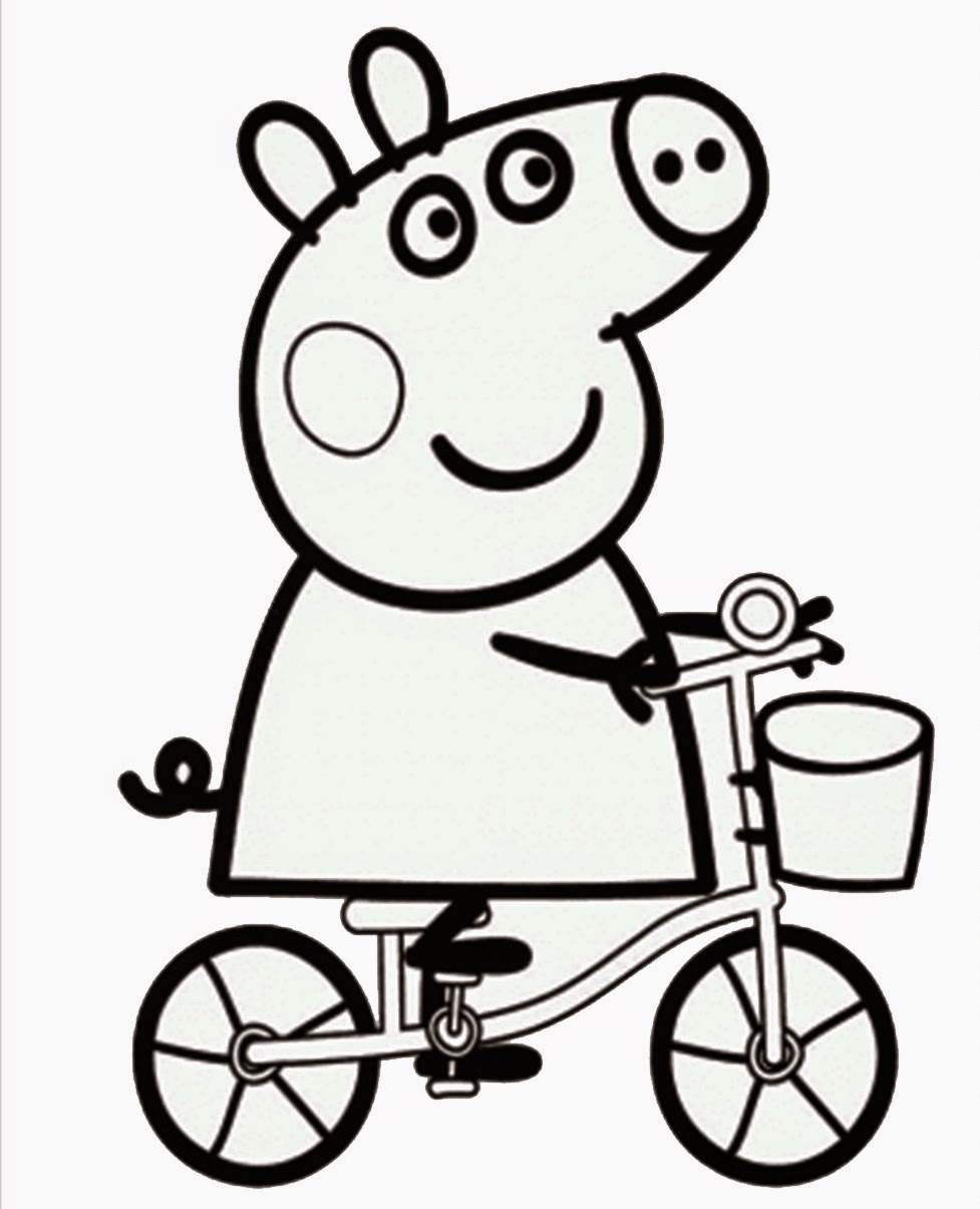 Desenhos para colorir de George Pig em bicicleta - Desenhos para colorir  gratuitos para imprimir