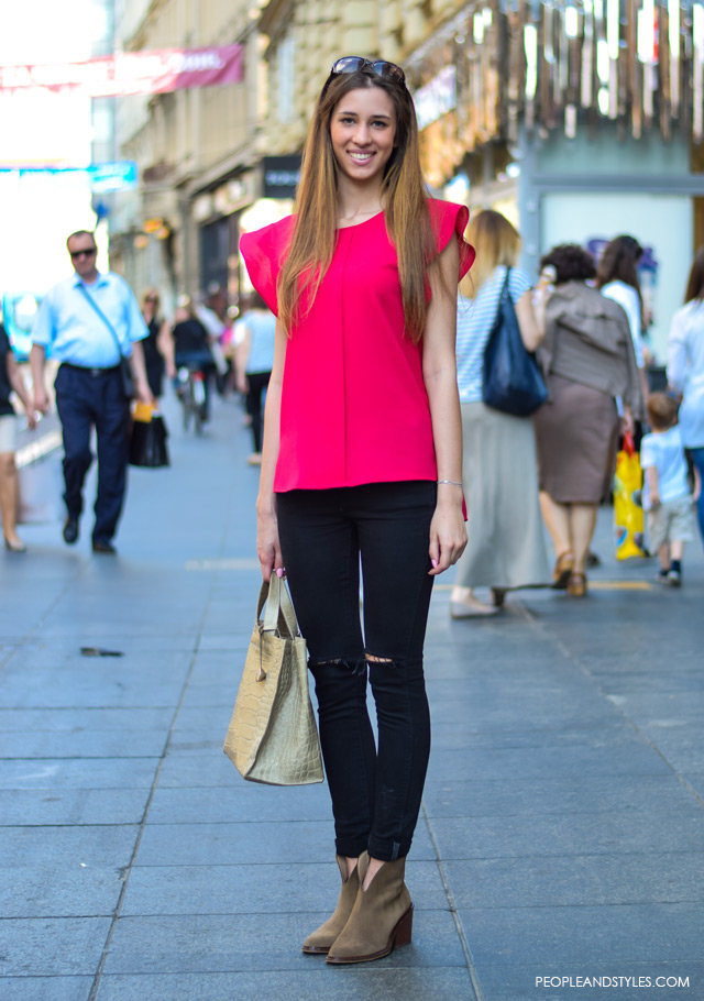 Zagreb street style 2015, How to wear slashed knee jeans and ankle boots, street style summer outfit inspiration, Dora Drkula