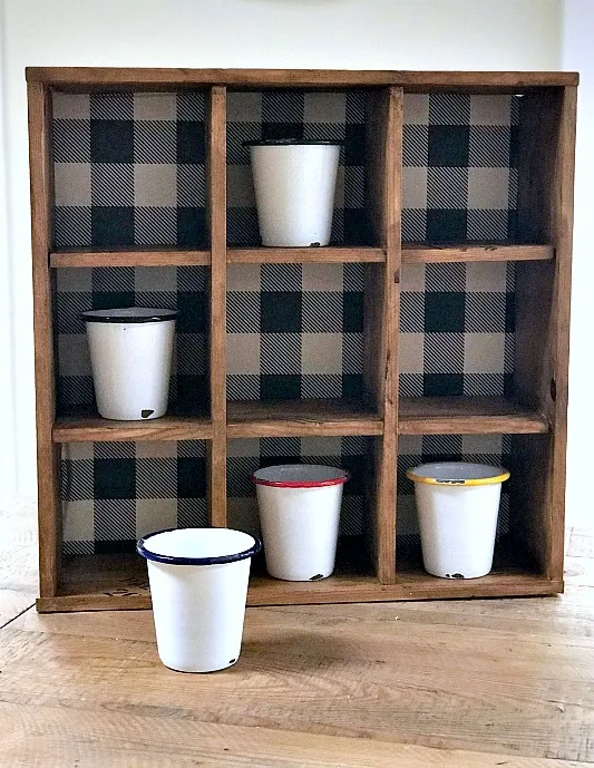 Stenciled Cubbies for Enamelware