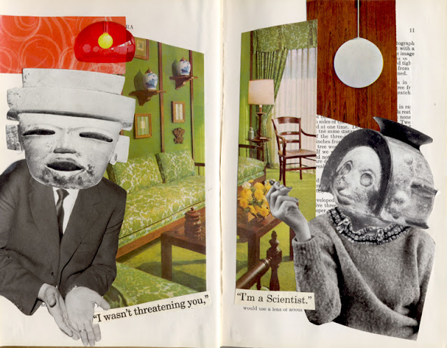 Collages in altered book 