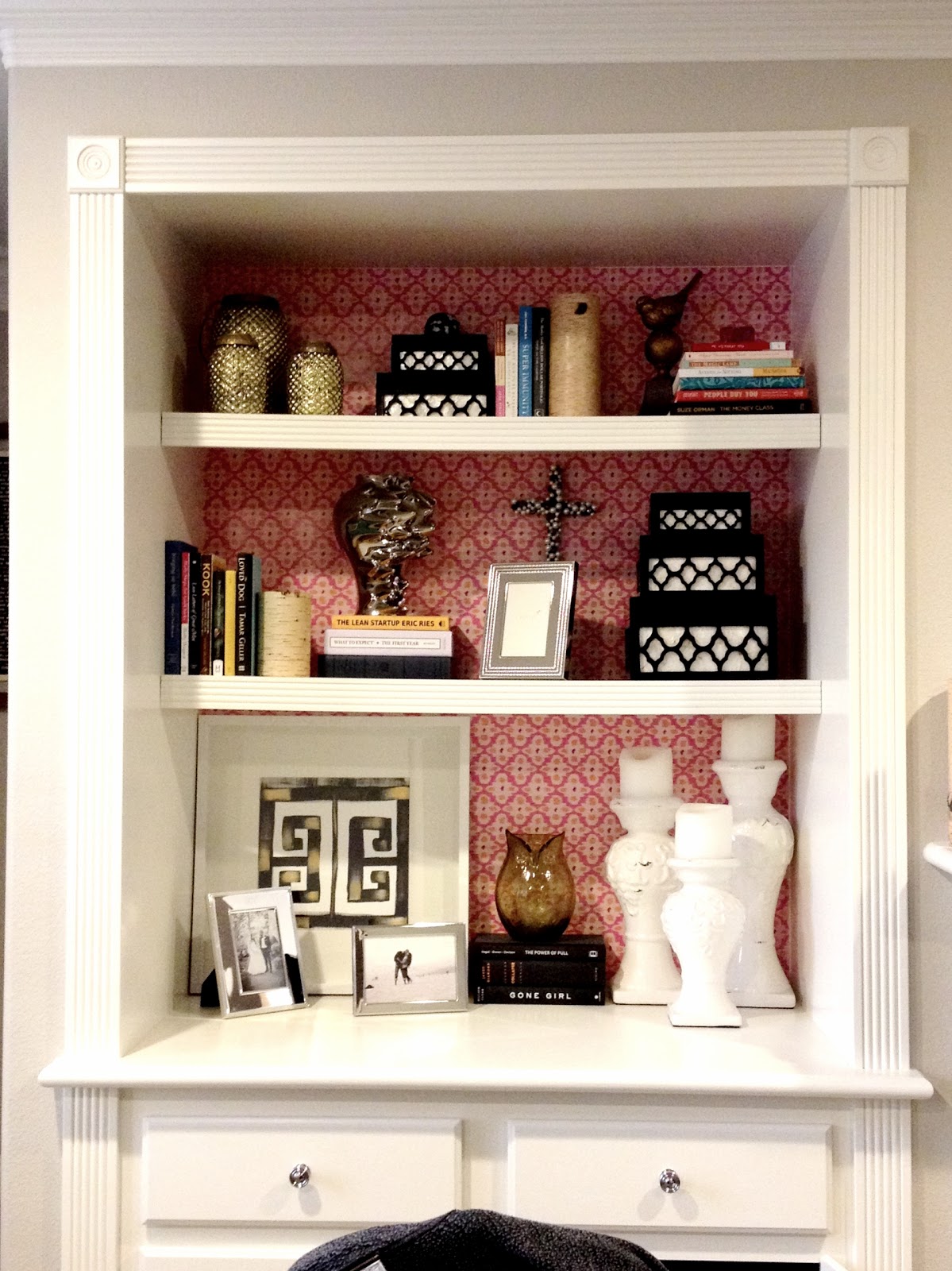 3 'Wallpapered' Bookcase
