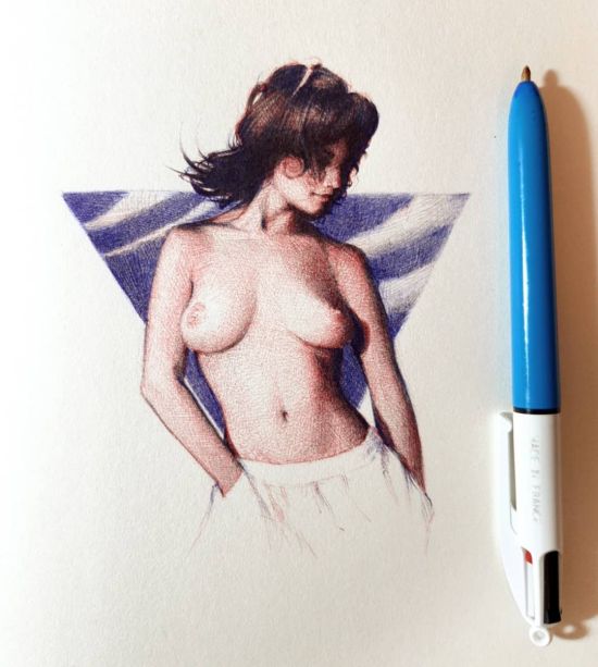 Nathan Lorenzana arte ilustrações canetas esferográficas hiper realistas mulheres gamers sensuais