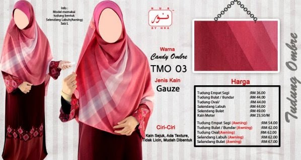 tudung labuh ombre merah