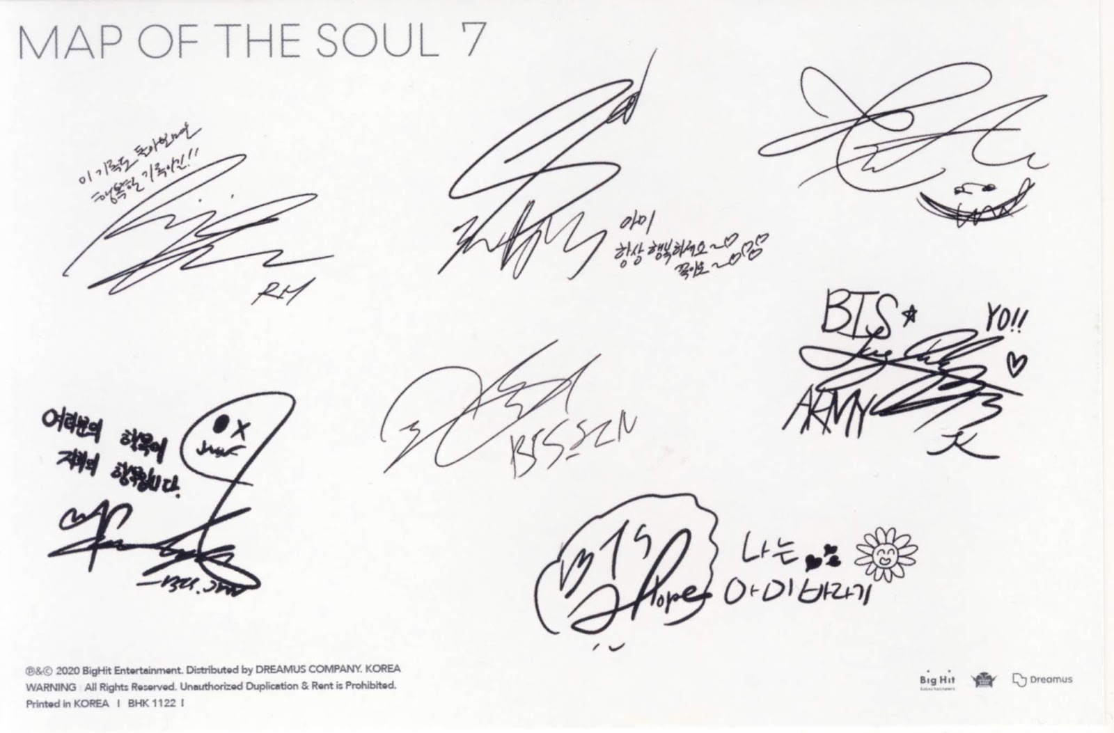kpop scans: BTS - MAP OF THE SOUL : 7 Version 04 group card + autograph ...