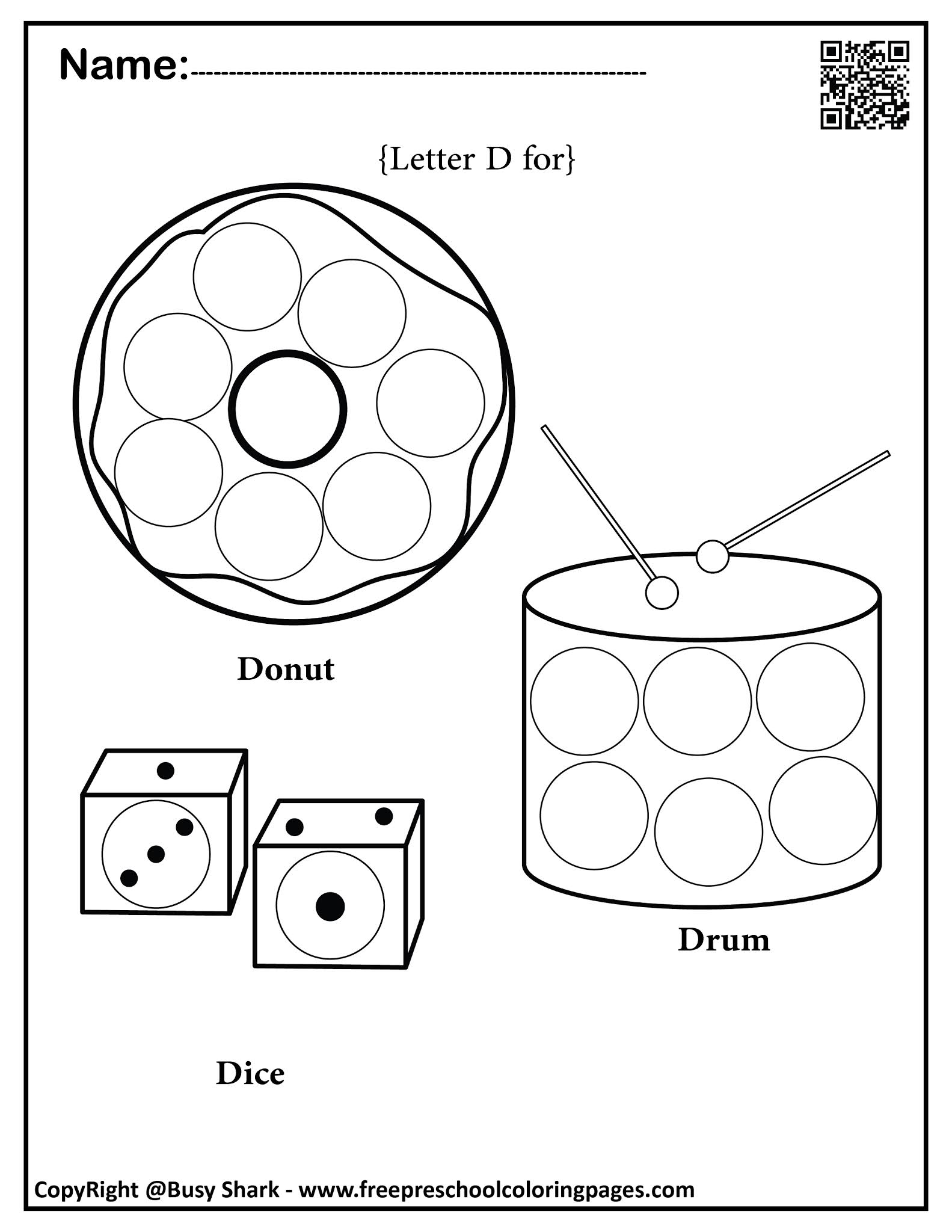 Set of letter d 10 free dot markers coloring pages 