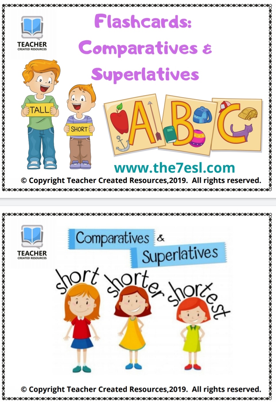 Flashcards Comparatives & Superlatives English Created Resources