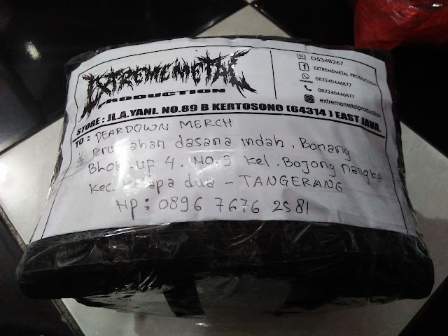 SENT TO : DEARDOWN MERCH ( KELAPA DUA - TANGERANG )