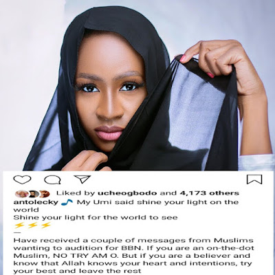 If you are a Muslim and wish to audition for season 5 of the BBNaija reality show,please read this......